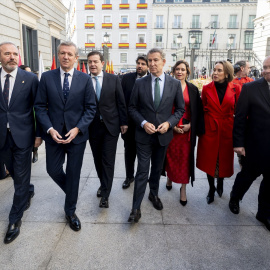 Alberto Núñez Feijóo junto a los presidentes autonómicos de PP, el pasado viernes 6 de diciembre.