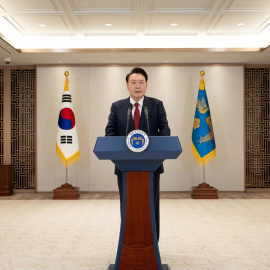 Imagen de archivo del presidente surcoreano Yoon Suk Yeol en una declaración pública.