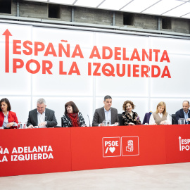 Imagen de la Ejecutiva Federal del PSOE celebrada este lunes en Ferraz y presidida por Pedro Sánchez.