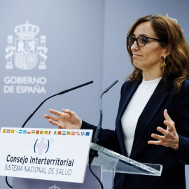 La ministra de sanidad, Mónica García, durante el pleno del Consejo Interterritorial del Sistema Nacional de Salud (CISNS) este 16 de diciembre de 2024, en Madrid.