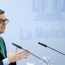 El ministro de Justicia, Félix Bolaños durante la rueda de prensa posterior a la reunión del Consejo de Ministros, este martes en el Palacio de la Moncloa, en Madrid