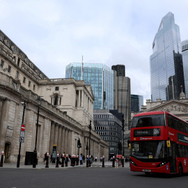 Vista del edificio del Banco de Inglaterra (BoE, por sus siglas en inglés), en la City londinense.