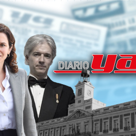 La presidenta de la Comunidad de Madrid, Isabel Díaz Ayuso, y el editor de 'Diario YA', Santiago Velo de Antelo.