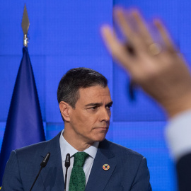 El presidente del Gobierno, Pedro Sánchez, durante la rueda de prensa en la que hecho balance año.