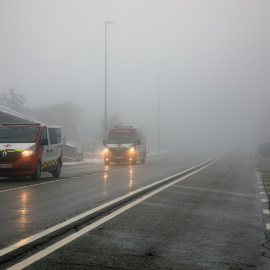 Foto de archivo de un banco de niebla en el Puerto de Navacerrada.