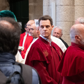 Christian Gálvez durante la tradicional ofrenda al Apóstol, a 25 de julio de 2023, en Santiago de Compostela.