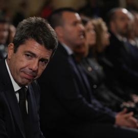 El presidente de la Generalitat valenciana, Carlos Mazón, durante la misa funeral por los fallecidos en las inundaciones provocadas por la DANA.