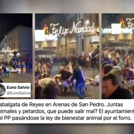 Un instante de la estampida en la cabalgata de Arenas de San Pedro.