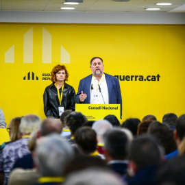 Elisenda Alamany i Oriol Junqueras en el Consell Nacional d'ERC celebrat aquest dissabte.