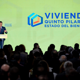 El presidente del Gobierno, Pedro Sánchez, interviene durante el foro 'Vivienda, quinto pilar del Estado del Bienestar', organizado por el Ministerio de Vivienda y Agenda Urbana