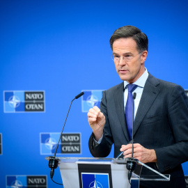 El secretario general de la OTAN, Mark Rutte, durante una comparecencia.