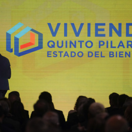 El presidente del Gobierno Pedro Sánchez, tras la clausura el foro 'Vivienda: quinto pilar del Estado del bienestar', en la que presentó sus propuestas para mejorar el acceso a la vivienda.