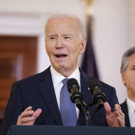 El presidente de los Estados Unidos, Joe Biden, pronuncia un discurso en el Salón de la Fama de la Casa Blanca en Washington DC.