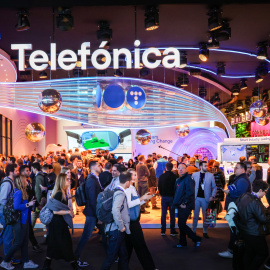 Imatge d'arxiu de l'estand de Telefónica al MWC del 2024.