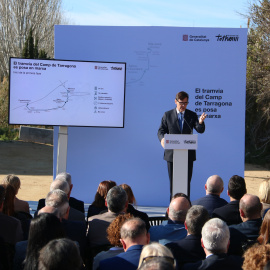 El president Illa a la presentació de la primera fase del tramvia del Camp de Tarragona.