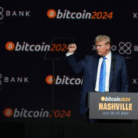 Donald Trump, en un evento en Nashville (Tennessee) sobre bitcoin en julio pasado, tras su nominación como candidato del Partido Demócrata para la elecciones presidenciales de 2024.