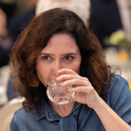 La presidenta de la Comunidad de Madrid, Isabel Díaz Ayuso, durante un desayuno informativo, este martes, en Madrid.