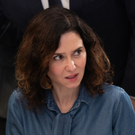 La presidenta de la Comunidad de Madrid, Isabel Díaz Ayuso, durante un desayuno informativo, en el Hotel Mandarin Oriental Ritz, a 21 de enero de 2025, en Madrid.