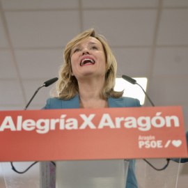 La ministra de Educación, Formación Profesional y Deportes, Pilar Alegría, interviene durante un acto donde anunció su candidatura a liderar el PSOE de Aragón, a 21 de diciembre de 2024.