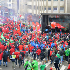 Imagen de archivo de una manifestación en la que participa el Partido de los Trabajadores belga en Bruselas, Bélgica.