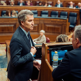 El presidente del PP, Alberto Núñez Feijóo, durante una sesión plenaria extraordinaria, en el Congreso de los Diputados.