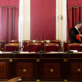 El fiscal general del Estado, Álvaro García Ortiz, durante la toma de posesión de Escrivá como consejero nato del Consejo de Estado.