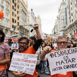 Manifestantes por la vivienda en Madrid