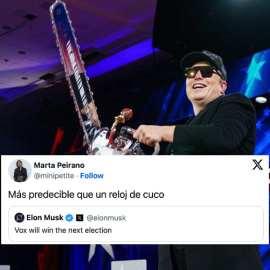 Elon Musk dUrante la conferencia ultra CPAC.