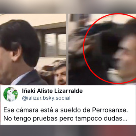 El ciudadano particular Alberto González Amador se golpea contra una cámara.