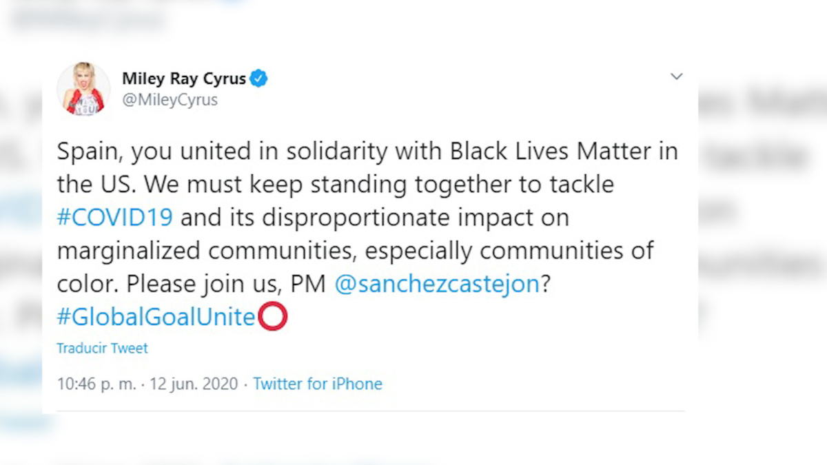 Miley Cyrus y Pedro Sánchez hablan para luchar contra el coronavirus