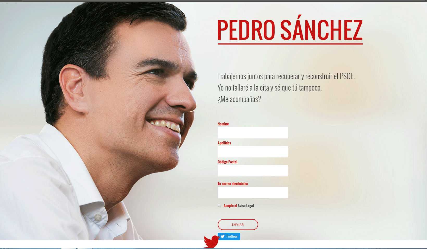 Sánchez lanza una campaña de inscripciones en su web para "recuperar y reconstruir" el PSOE