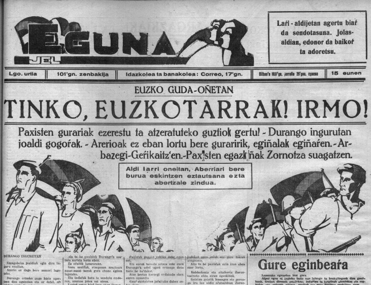 Portada de 'Eguna', el diario en euskera que fue incautado por 'El Correo Español'.